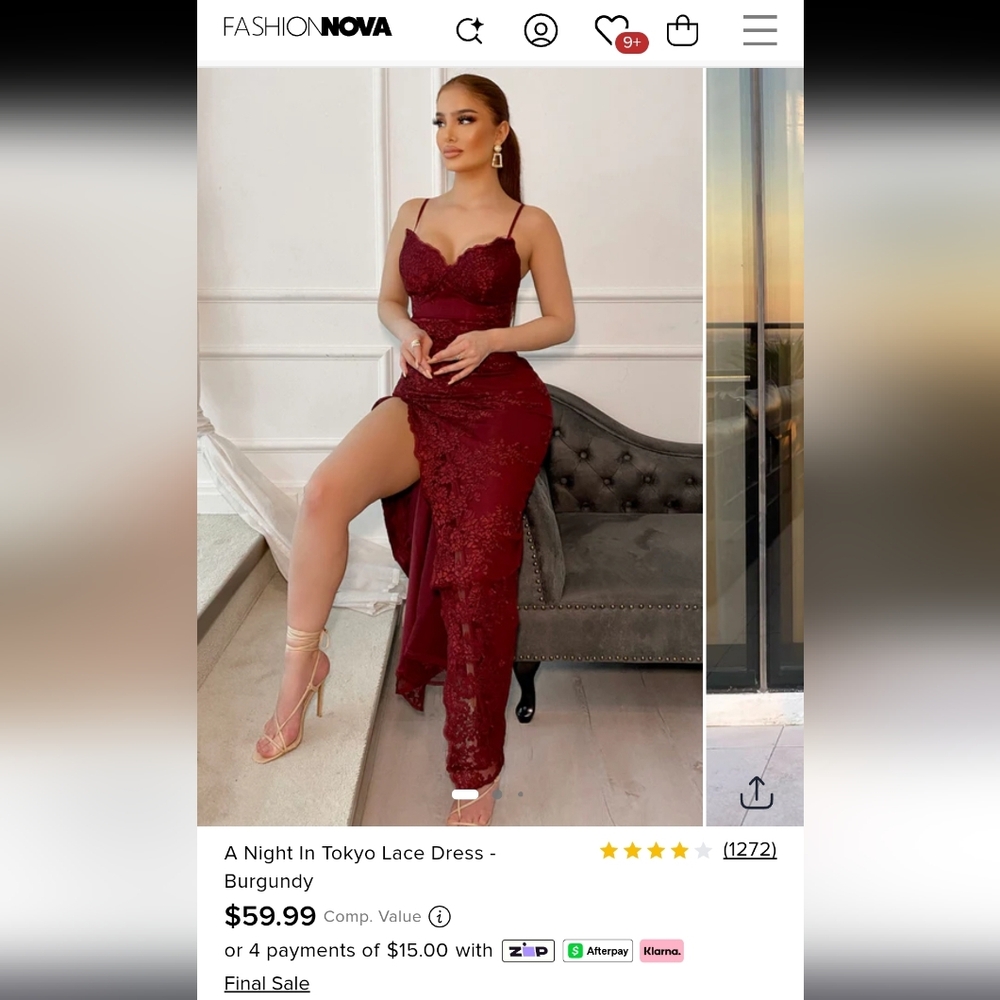 Fashion Nova Burgundy High Low Lace Dress
